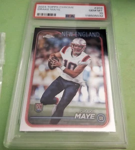 2024 Drake Maye Topps Chrome NFL Football ROOKIE Card #203 PSA 10 GEM MINT RC - Picture 1 of 1