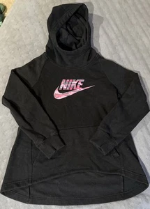 Nike Sweater Girls Size XS Black Fleece Camo Logo Hoodie Pockets Pullover - Picture 1 of 4