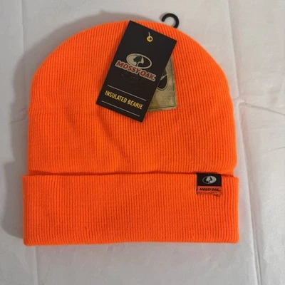 Mossy Oak Blaze Orange Insulated Beanie Hunting Hat Cap Adult One Size Fit - Image 1 of 4