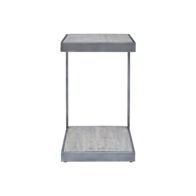 Mesa "C" de acacia envejecida y acero inoxidable Global Archive Foto 1 de 4