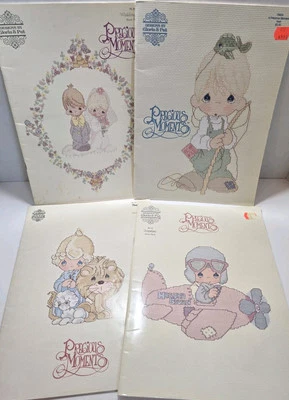 4 Precious Moments Cross Stitch Pattern Books Christmas,Occupation Wedding,Year - Image 1 of 4