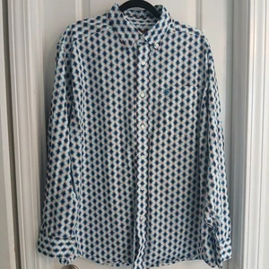 Ariat Button Down Shirt Mens XL Blue White Geometric Long Sleeve Western Rodeo  - Picture 1 of 15