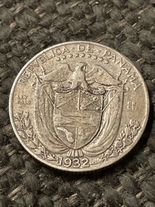 1932 Panama Silver Quarter 1/4 Balboa Coin - Bild 1 von 2