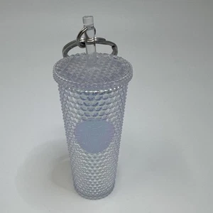 Starbucks 2021 Holiday Cold Cup Keychain Ornament Iridescent Prism White Bling - Picture 1 of 5