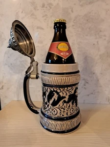 Bierkrug mit Zinndeckel Und 1Fl. Flötzinger Bier - Bild 1 von 3