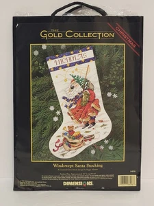 Dimensions Gold Collection Windswept Santa Weihnachtsstrumpf Kreuzstich Set - Bild 1 von 7