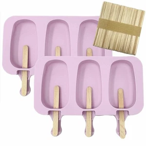 1/2x silicone molds ice lolly ice cream mold with lid 50/100 wooden sticks NEW - Picture 1 of 5