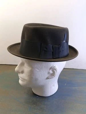 Sombrero Fedora Vintage Resistol Autoconformable Melorol - Gris Oscuro Carbón Talla 7 Foto 1 de 4
