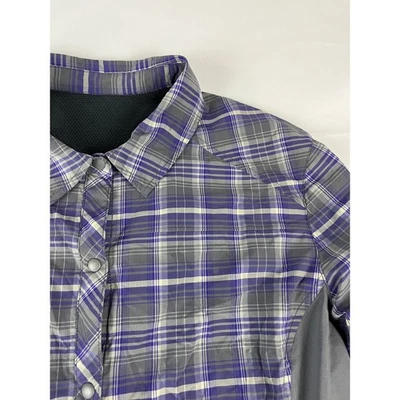 Camisa de manga larga REI a cuadros con botones para hombre talla L gris púrpura mezcla de nailon Foto 1 de 4