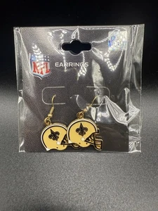 New Orleans Saints Dangle Helmet Style Ear Rings - Picture 1 of 2