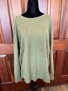 Lands' End Women’s Size 3X 100% Cashmere Crew Neck Olive Army Green  Sweater - Picture 1 of 9