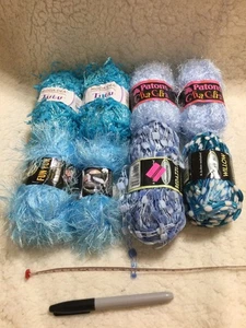 ModaDea Patrons ChaCha Willow Bedazzle Fun Fur Eyelash 7+ Skeins 1.75 Oz Blues - Picture 1 of 13