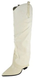 Berness Damen Foldover Kniehohe Stiefel Western Versteckter High Heel BRANDY Beige - Bild 1 von 5