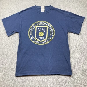 MSJ Mount St. Joseph University T Shirt Adult Medium Blue Short Sleeve 1920-2020 - Picture 1 of 10