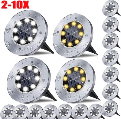 8LED Solarleuchte Bodenstrahler Außen Gartenleuchten Garten Solarlampen IP65 DE - Bild 1 von 4