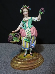 Sculpture ancienne en métal statue de femme ancienne 19 siècle XIX socle bois - Picture 1 of 15