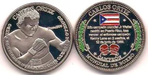 CARLOS ORTIZ Campeon Boxeo PUERTO RICO Boxing PONCE token ficha medalla coin. - Picture 1 of 12