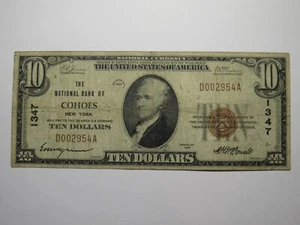Billete de banco Cohoes de $10 1929 moneda nacional de Nueva York Ch. #1347 BIEN - Imagen 1 de 3