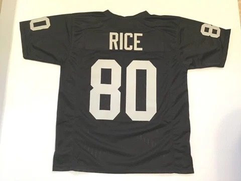 UNSIGNED CUSTOM Sewn Stitched Jerry Rice Black Jersey - M, L, XL, 2XL Cover