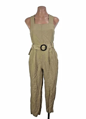 Mono Massimo Dutti Caqui Beige Cónico Espalda Corredora Cinturón 2 Viscosa Foto 1 de 4