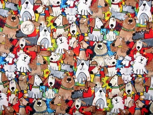 Animal Fabric Dogs Packed Cartoon Dog Cotton Hi Fashion C7615 By The Yard - Picture 1 of 1
