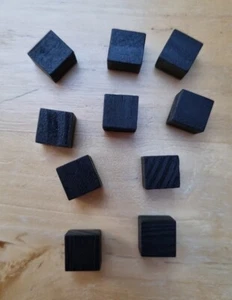 10 Black Wooden Cubes M Board Game Replacement Tokens Pawns Upgrade Spare Parts - Picture 1 of 2