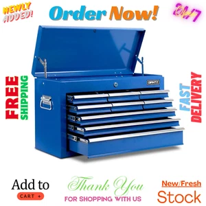 9 Drawers Large Tool Chest Trolley, Lockable Toolbox Tools Storage Box Cabinet - Picture 1 of 6