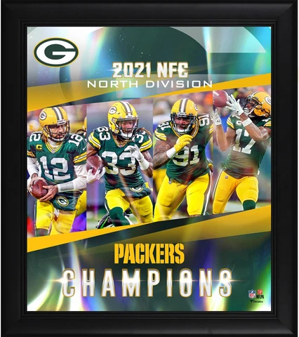 Green Bay Packers Framed 15" x 17" 2021 NFC North Division Champions Collage Cover
