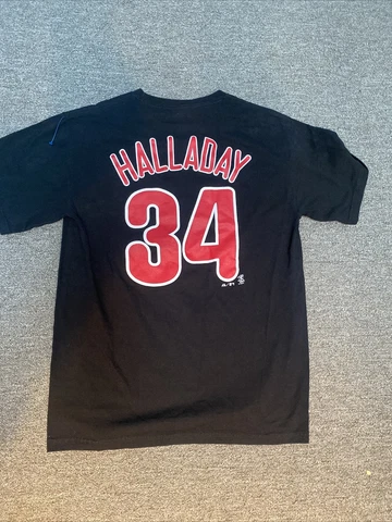Roy Halladay Jersey T Shirt Majestic Black #34 “doc” Rare Cover