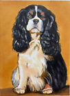 Cavalier Spaniel Dog Tiny Sketch Card Painting 1/1 Aceo-Atc - Artist Tanya
