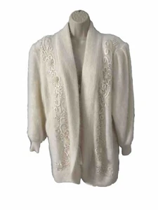Abrigo Suéter Vintage Belldini Blanco Angora Talla M - Imagen 1 de 12