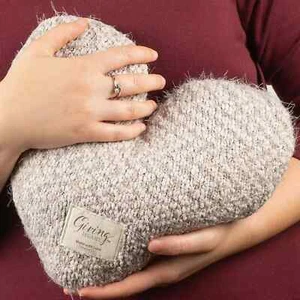 DEMDACO Giving Heart Shaped Taupe Grey 11 x 10 Soft Polyester Nylon - Picture 1 of 5