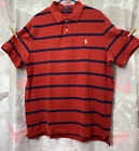 Polo Ralph Lauren Red Color Striped Classic Fit Rugby Short Sleeve Shirt Sz XL