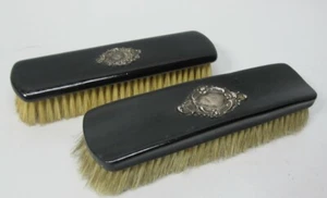 ANTIKE ENGLISCHE Herren & Damen Mantelbürsten EBENHOLZ, SILBER Rosshaar um 1920 - Bild 1 von 5
