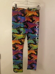 Authentic Gucci Kids Girls Tiger Print Stretch Leggings Size L 8 $340 - Picture 1 of 5