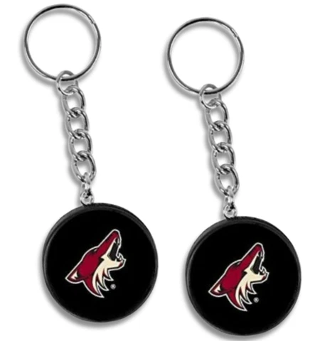 Arizona Coyotes Mini Hockey Puck Team Logo Keychains (2-Pack) Cover