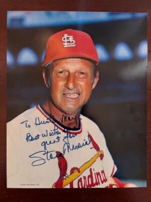 Superior Vintage 8x10 Color Inscribed Signed Photo St. Louis Cards Stan Musial - Image 1 of 3