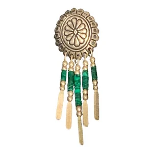 Southwest Concho Malachite ONLY ONE Earring Sterling Silver Heishi SOLD AS IS - Picture 1 of 9