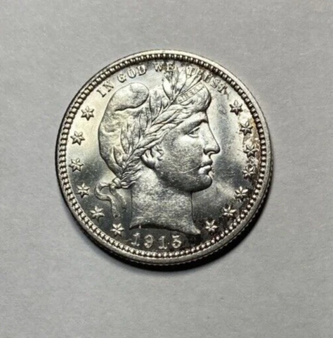 1915-D Barber Quarter Flashy BU+ Fresh Crisp New Cover