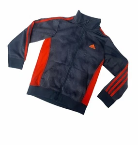 Boy's Size 6 Track Jacket Adidas Grey and Orange Full Zip Athletic High Neck - Picture 1 of 5