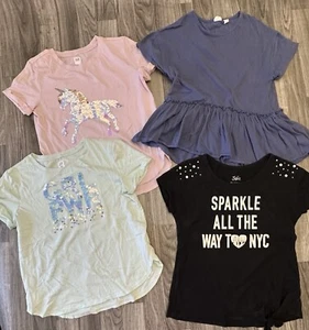 GapKids Justice Shirts/Top Lot Of 4 Girls Size L (10) 10-12 Flip Sequins Studded - Picture 1 of 11