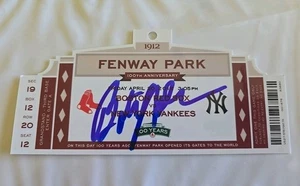 2012 Fenway Park 100 Anniversary Ticket Red Sox  4/20/12 Signed Butch Hobson - Picture 1 of 2