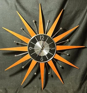 Reproducción Reloj de Pared George Nelson Madera y Metal Starburst Batería Funciona - Imagen 1 de 17