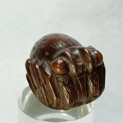 Camarón Mantis Camarón Netsuke Talla en madera 1,3 pulgadas Japonés Antiguo Inro Foto 1 de 4