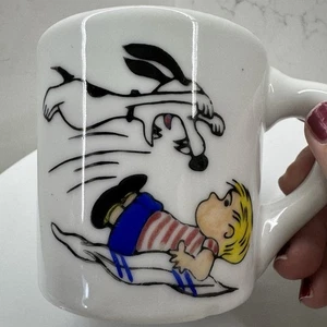 Vintage Peanuts Linus & Snoopy Mug Comic Strip Style, Heavy Ceramic / Diner Cup - Picture 1 of 7