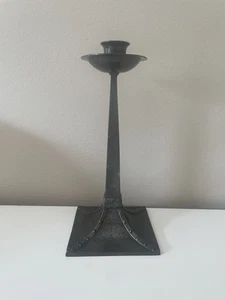 James Dixon & Sons Arts & Crafts Cornish Pewter Candle Holder Square Base Rivet - Picture 1 of 10
