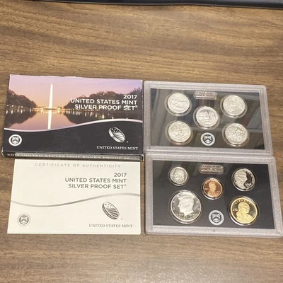 2017-S U.S. Mint 90% Silver Proof Set 10 Coins OGP w/ Box & COA ~ Pristine ~ - Image 1 of 4