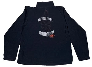 Harley Davidson Skull Logo 1/4 Zip Fleece Pullover Herren M Schwarz Jacke - Bild 1 von 8