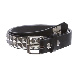 Kids 1" Snap On Punk Rock Studded Leather Belt Black | s-24" - Picture 1 of 6
