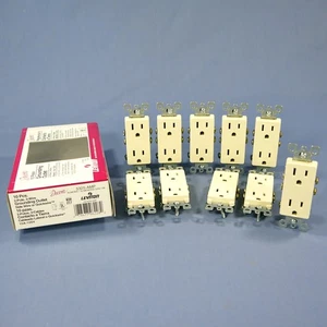 Leviton 5325-AMP Almond 15A Decora Receptacle Duplex Outlet NEMA 5-15R 125V 10pc - Picture 1 of 7